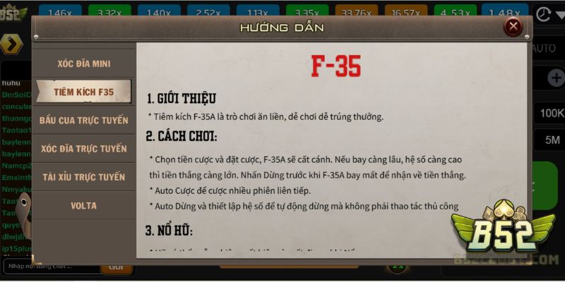 Luật chơi tiêm kích F35 B52